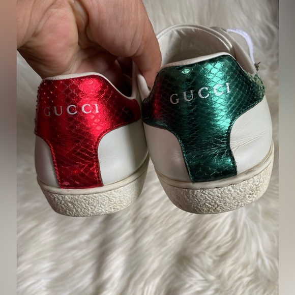 Gucci Shoes Ace Embroidered Arrow White Leather Sneakers Size 8.5 Us Unisex 39 - Picture 9 of 14